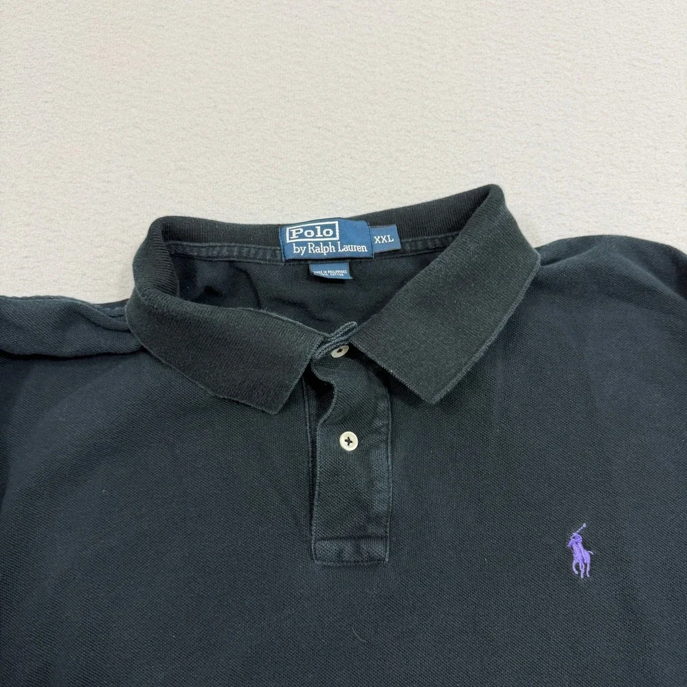 Vintage Polo Ralph Lauren Shirt Mens XXL Black Long Sleeve Pony Logo Pique Rugby